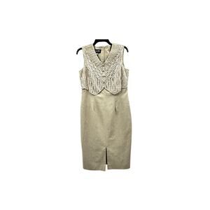 Melissa Collection Dress Mesh Overlay Embroidered Womens Size 10 Button Front